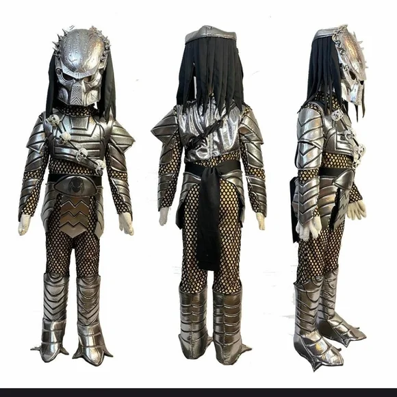 Alien Predator Warrior Costume BOYS 9/10 - Black and Silver - Picture 11 of 14
